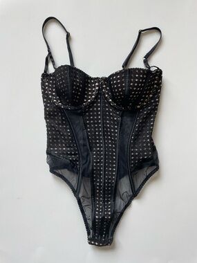 NWT Victoria’s Secret Black & Nude Lingerie Bodysuit Size 34B